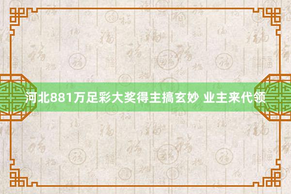 河北881万足彩大奖得主搞玄妙 业主来代领